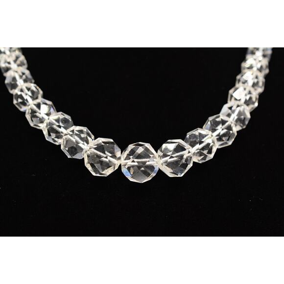 Unbranded Jewelry - Vintage Clear Glass Crystal Necklace Faceted Beaded Sparkling Chunky 60s Bin2C